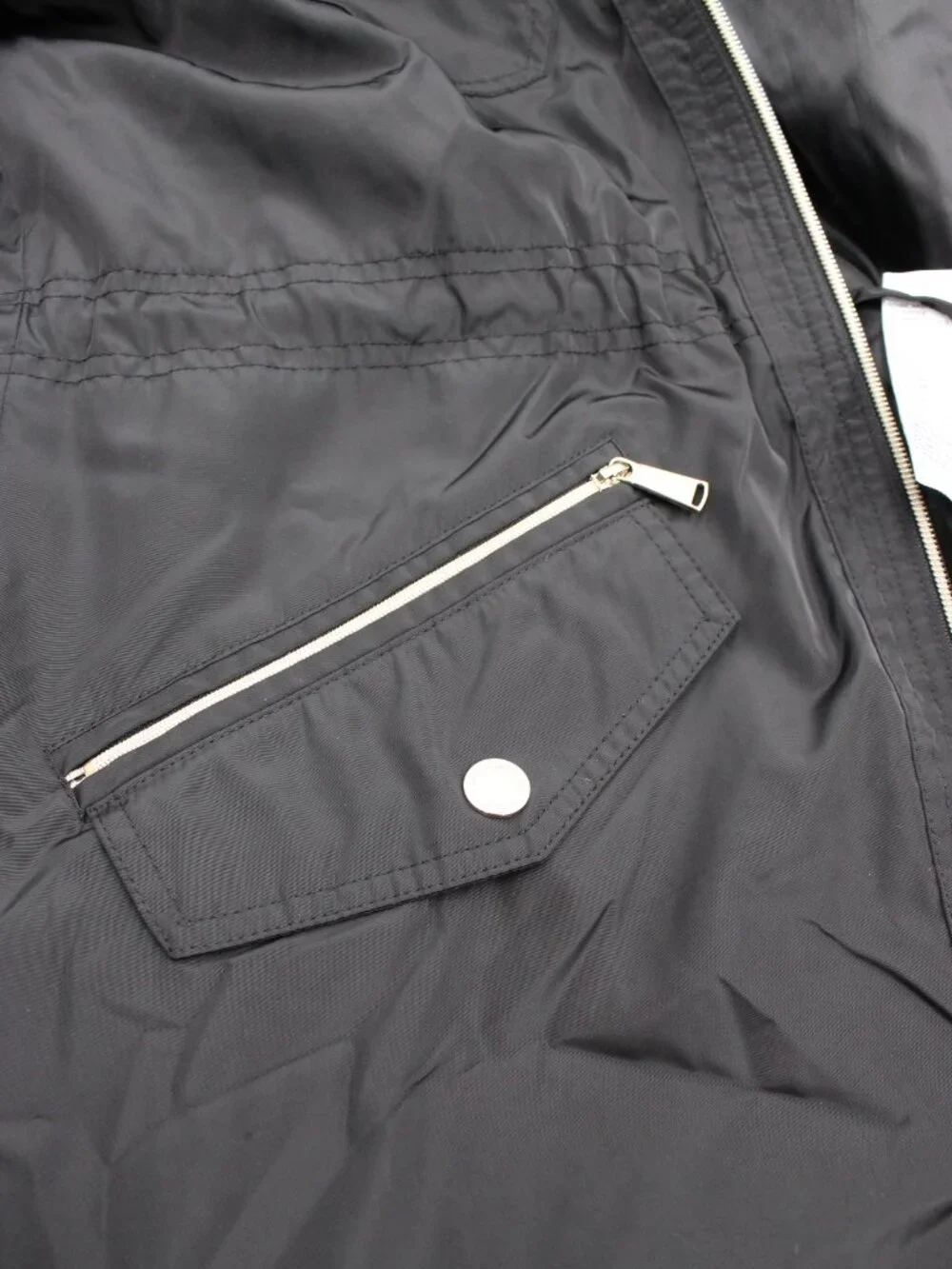 Michael Kors Hooded Raincoat Jacket Size Medium Black Polyester Coat Pockets